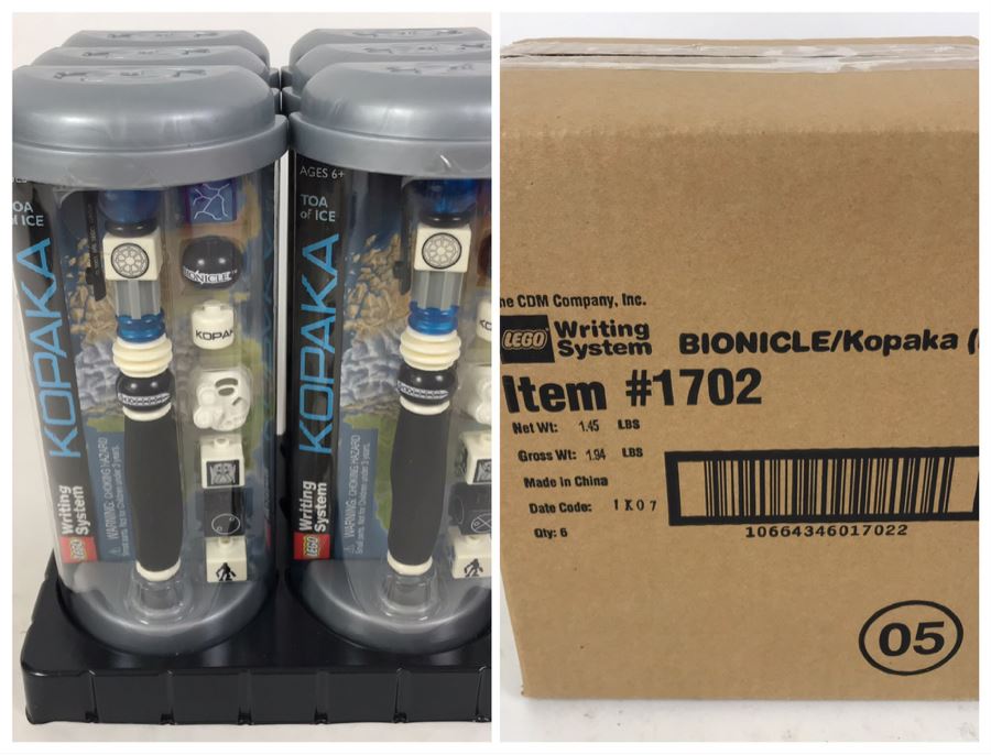Sealed Box Of New 2001 LEGO Bionicle Kopaka Ice Writing System Pens By The CDM Company - 6 Pens [Photo 1]