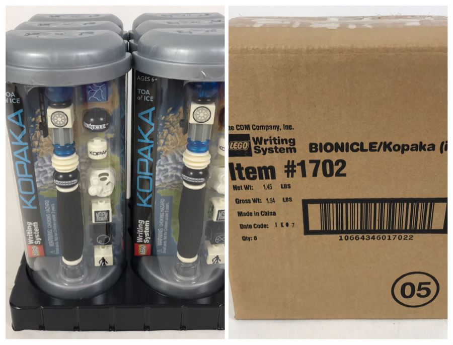 Sealed Box Of New 2001 LEGO Bionicle Kopaka Ice Writing System Pens By The CDM Company - 6 Pens [Photo 1]