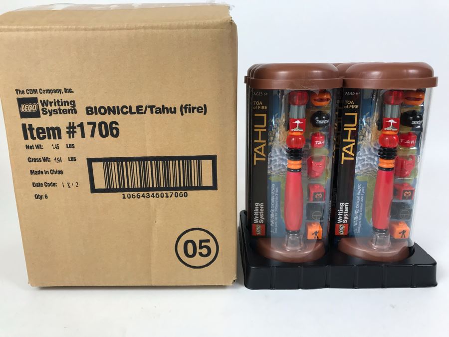 New 2001 LEGO Bionicle Tahu Fire Writing System Pens By The CDM Company - 6 Pens [Photo 1]