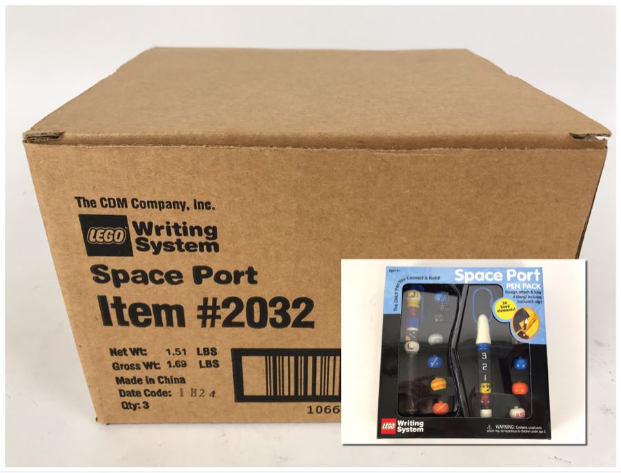 New 2001 LEGO Space Port Pen Pack Writing System Pens By The CDM Company - 3 Pen Packs [Photo 1]