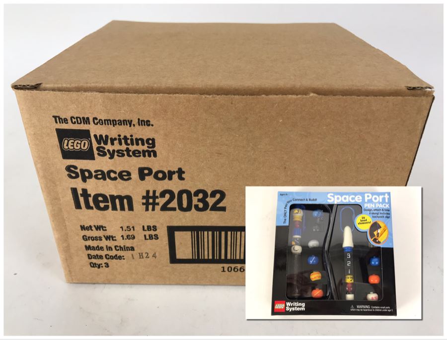 New 2001 LEGO Space Port Pen Pack Writing System Pens By The CDM Company - 3 Pen Packs [Photo 1]