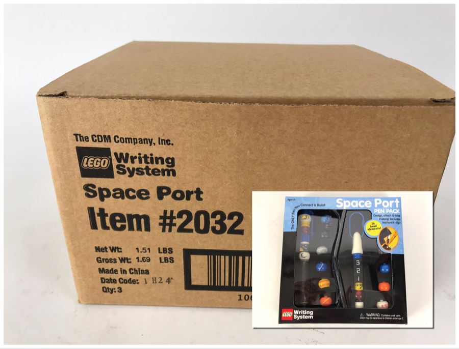 New 2001 LEGO Space Port Pen Pack Writing System Pens By The CDM Company - 3 Pen Packs [Photo 1]