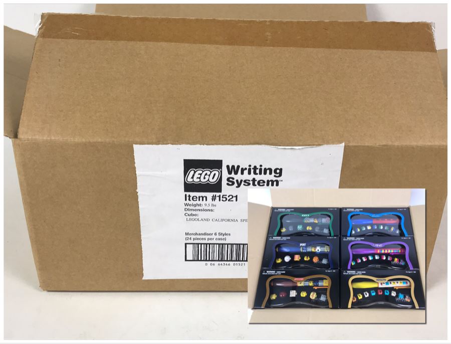 New 1999 LEGO Legoland California Special Writing System Pens Merchandiser Store Display 6 Styles By The CDM Company - 24 Pens [Photo 1]