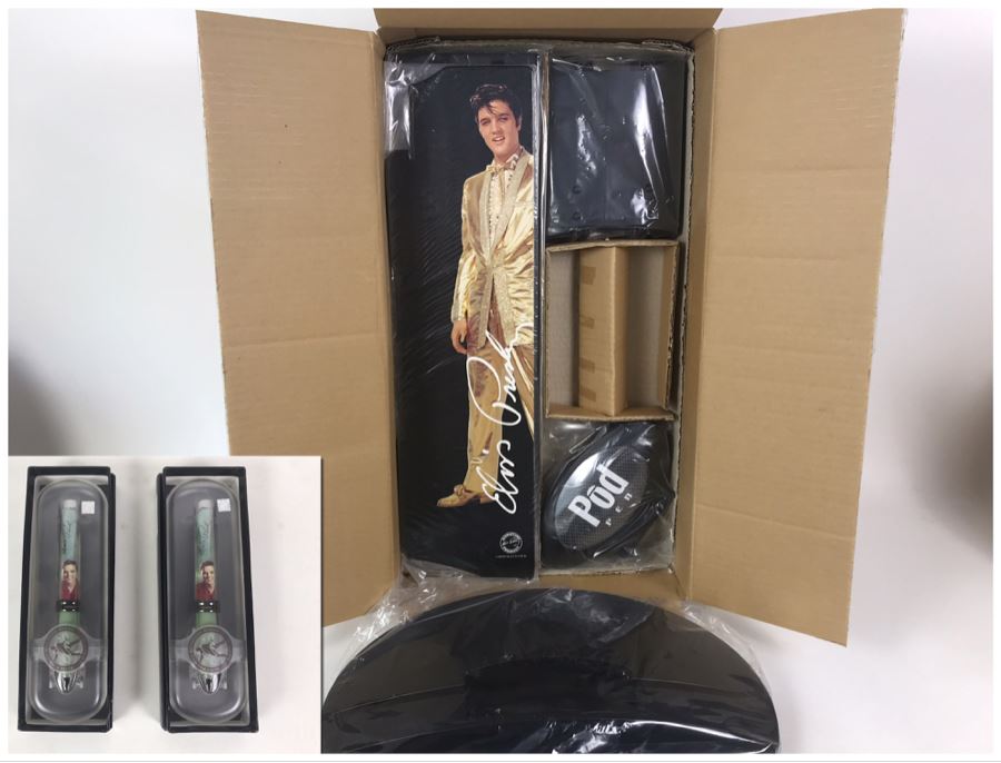 New Elvis Presley Limited Edition Individually Numbered Collectible Memorabilia Pod Pens With Merchandiser Store Display By The CDM Company - 2 Pens [Photo 1]