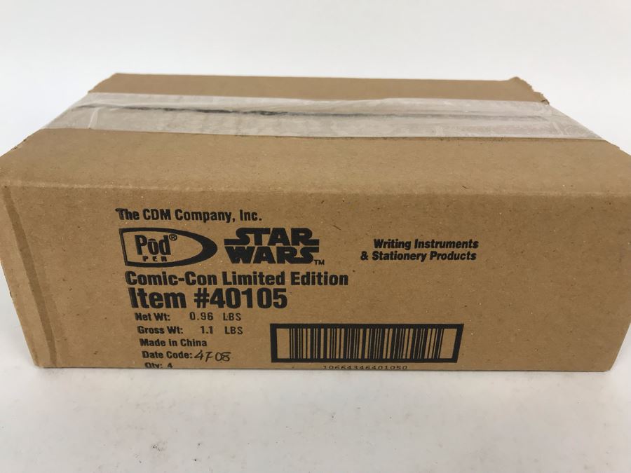 New Sealed Box Of (4) 2004 Star Wars Comic-Con Limited Edition Individually Numbered Collectible Memorabilia Pod Pens (First 50 Numbers) - 4 Pens [Photo 2]