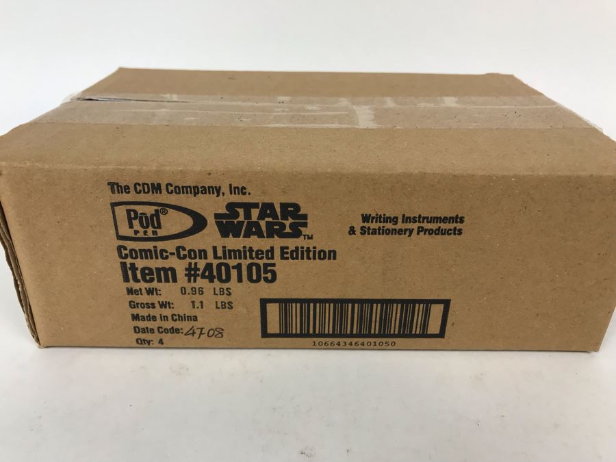New Sealed Box Of (4) 2004 Star Wars Comic-Con Limited Edition Individually Numbered Collectible Memorabilia Pod Pens (First 50 Numbers) - 4 Pens [Photo 2]