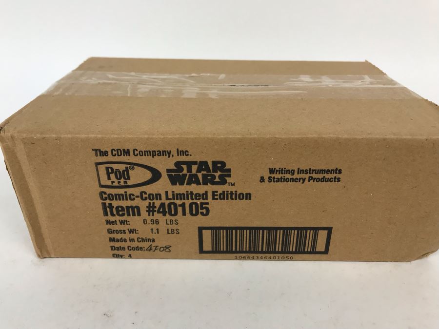 New Sealed Box Of (4) 2004 Star Wars Comic-Con Limited Edition Individually Numbered Collectible Memorabilia Pod Pens (First 50 Numbers) - 4 Pens [Photo 2]