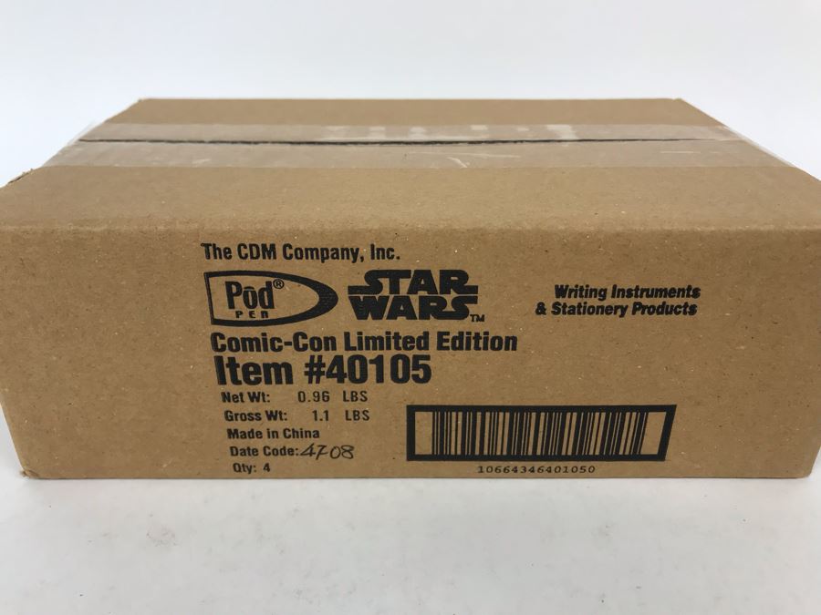 New Sealed Box Of (4) 2004 Star Wars Comic-Con Limited Edition Individually Numbered Collectible Memorabilia Pod Pens (First 50 Numbers) - 4 Pens [Photo 2]
