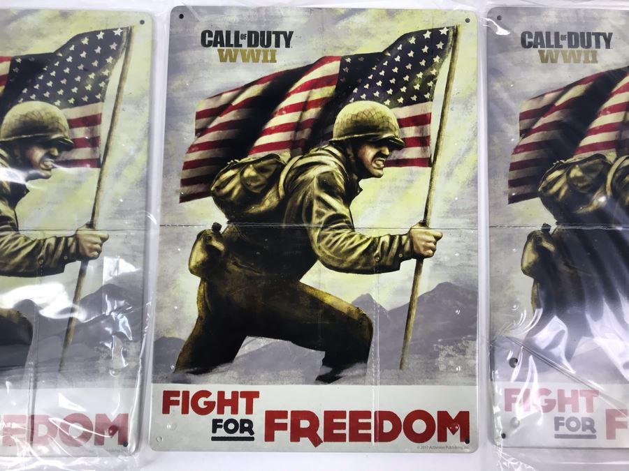 New 2017 Call Of Duty WWII Metal Signs Activision Sledgehammer Games Loot Crate - 6 Total [Photo 2]