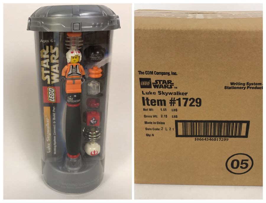 Sealed Box Of New 2003 LEGO Star Wars Writing System Writing System Pens: Luke Skywalker Pens By The CDM Company - 4 Pens Total [Photo 1]
