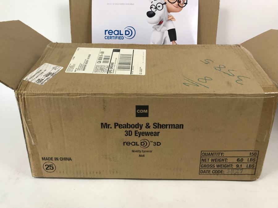 New 2014 Dreamworks Mr. Peabody & Sherman Movie Theather Sealed Real 3D Eyewear Glasses With Packaging And Movie Theater Cardboard Display - Approximately 150 Glasses [Photo 7]