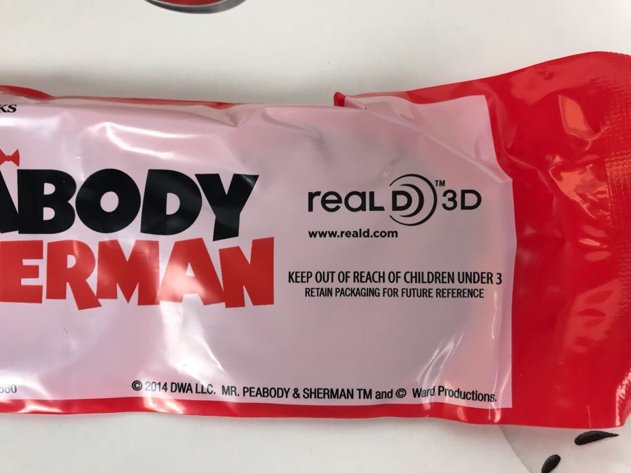 New 2014 Dreamworks Mr. Peabody & Sherman Movie Theather Sealed Real 3D Eyewear Glasses With Packaging And Movie Theater Cardboard Display - Approximately 150 Glasses [Photo 11]