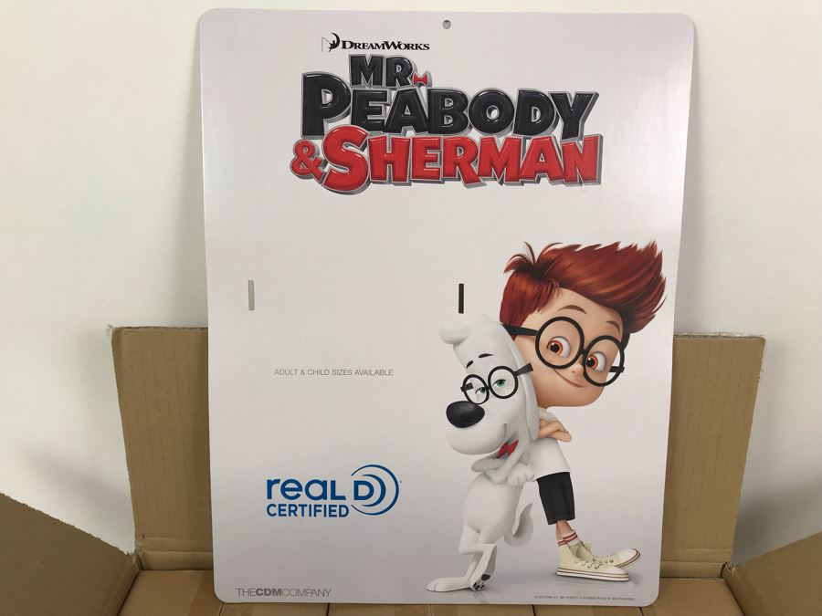 New 2014 Dreamworks Mr. Peabody & Sherman Movie Theather Sealed Real 3D Eyewear Glasses With Packaging And Movie Theater Cardboard Display - Approximately 150 Glasses [Photo 3]