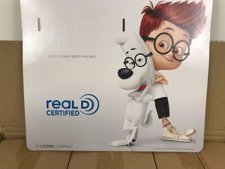 New 2014 Dreamworks Mr. Peabody & Sherman Movie Theather Sealed Real 3D Eyewear Glasses With Packaging And Movie Theater Cardboard Display - Approximately 150 Glasses [Photo 5]