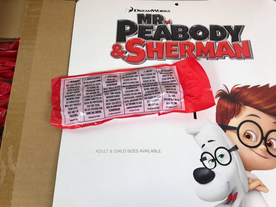 New 2014 Dreamworks Mr. Peabody & Sherman Movie Theather Sealed Real 3D Eyewear Glasses With Packaging And Movie Theater Cardboard Display - Approximately 150 Glasses [Photo 12]