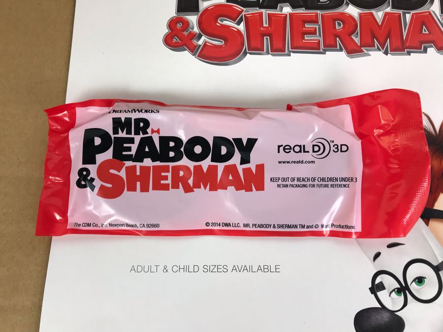 New 2014 Dreamworks Mr. Peabody & Sherman Movie Theather Sealed Real 3D Eyewear Glasses With Packaging And Movie Theater Cardboard Display - Approximately 150 Glasses [Photo 10]
