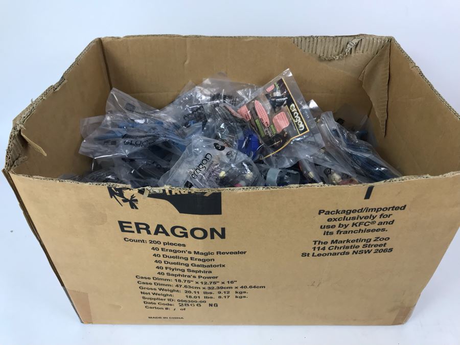 Huge Box Filled With New Kentucky Fried Chicken KFC ERAGON Happy Meal Toys: Eragon's Magic Revealer, Dueling Eragon, Dueling Galbatorix, Flying Saphira, Saphira's Power - See Photos