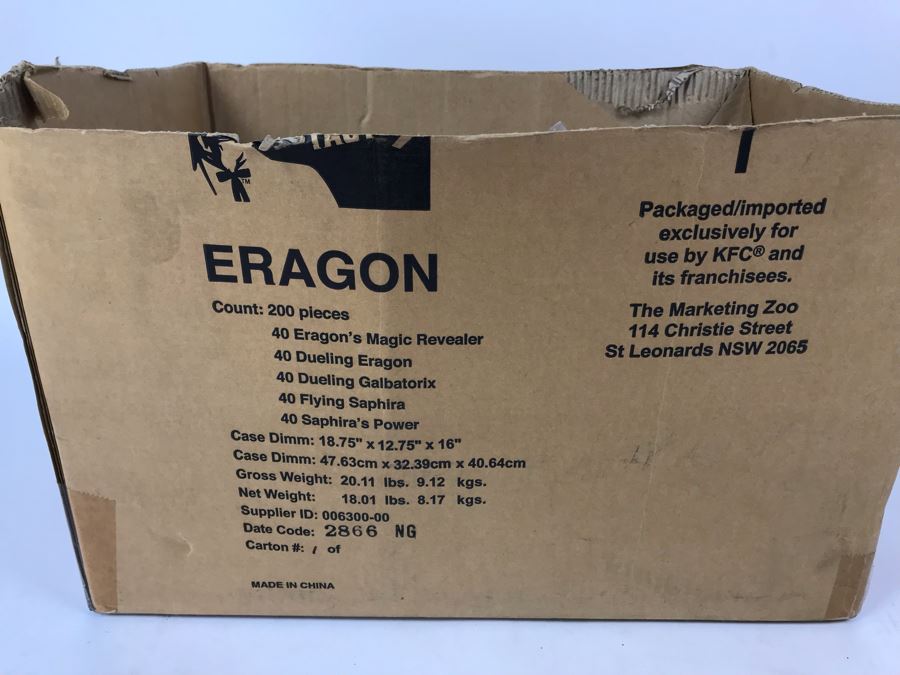 Huge Box Filled With New Kentucky Fried Chicken KFC ERAGON Happy Meal Toys: Eragon's Magic Revealer, Dueling Eragon, Dueling Galbatorix, Flying Saphira, Saphira's Power - See Photos [Photo 2]