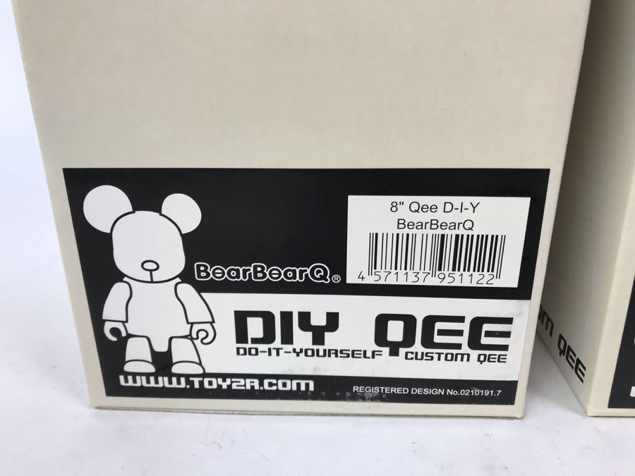 (3) New DIY QEE Do-It-Yourself Custom Qee Vinyl Collectible Toys: 8' Qee D-I-Y ToyerQ, KitCatQ And BearBearQ By Toy2r White Figures - See Photos [Photo 7]