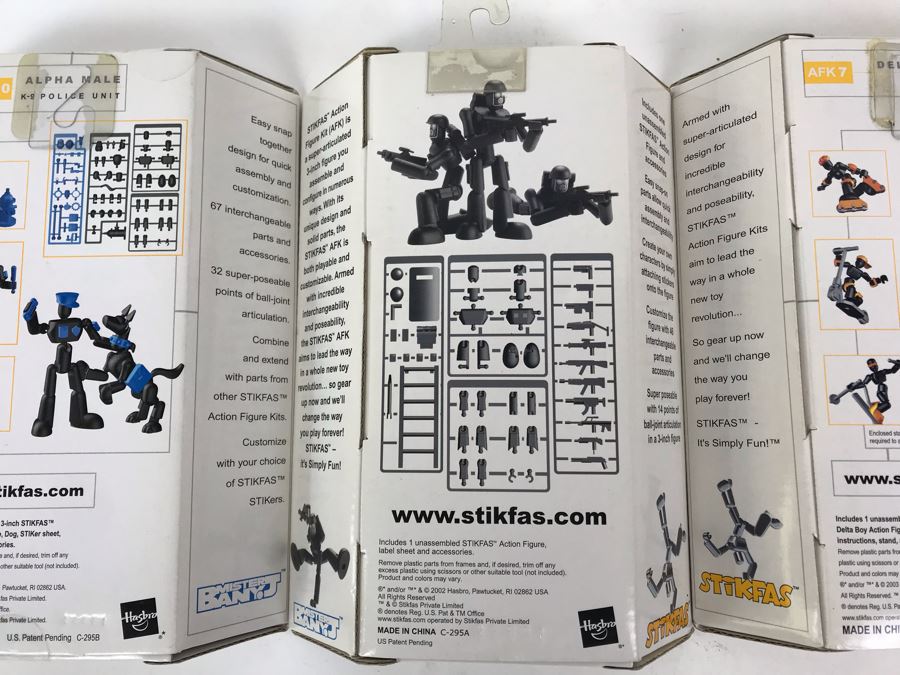(3) New 2003 Hasbro Stikfas Action Figures: AFK 10 Alpha Male K-9 Police Unit, Alpha Male Military And AFK 7 Delta Boy Extreme [Photo 11]