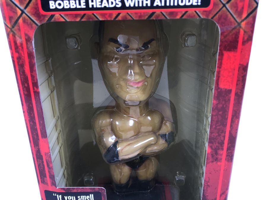 New In Box 2001 Collector's Edition The Rock World Wrestling Federation WWF Rumble Heads Bobble Heads With Attitude [Photo 2]