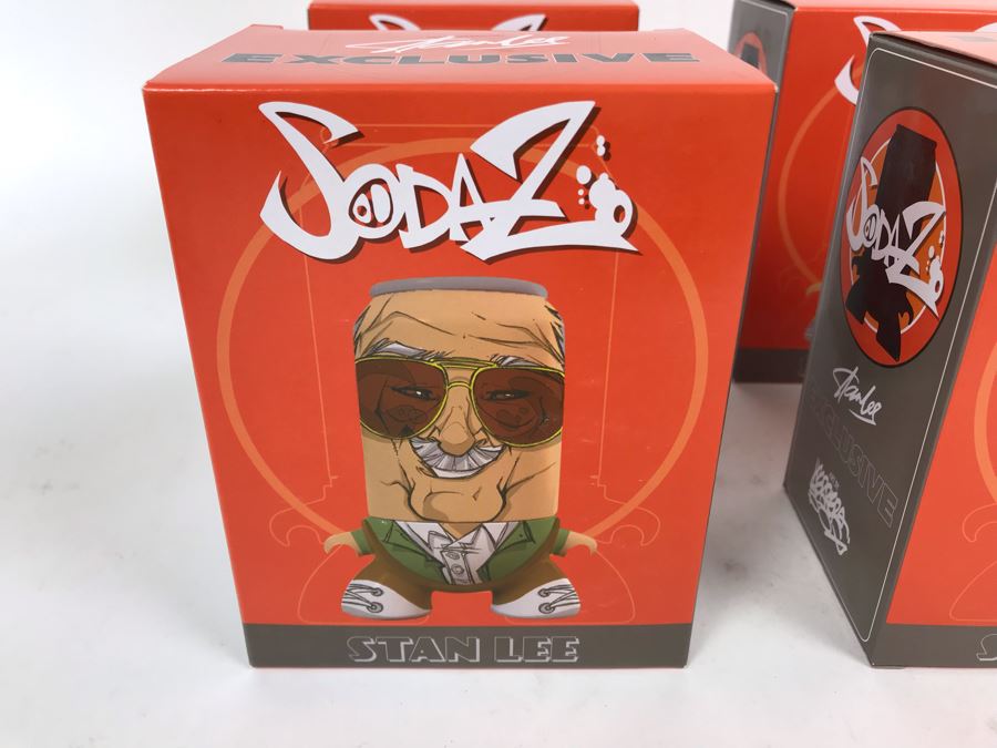 (4) New In Box 2017 Stan Lee Exclusive Stan Lee Figures SodaZ By ByGeorge! Art By Francisco Herrera [Photo 2]