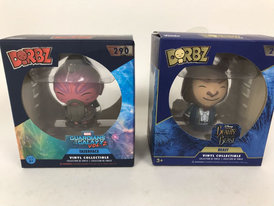 New In Box Pair Of Dorbz Vinyl Collectibles: Marvel Guardians Of The Galaxy Vol. 2 Taserface And Disney Beauty And The Beast Beast Figurines Funko [Photo 1]