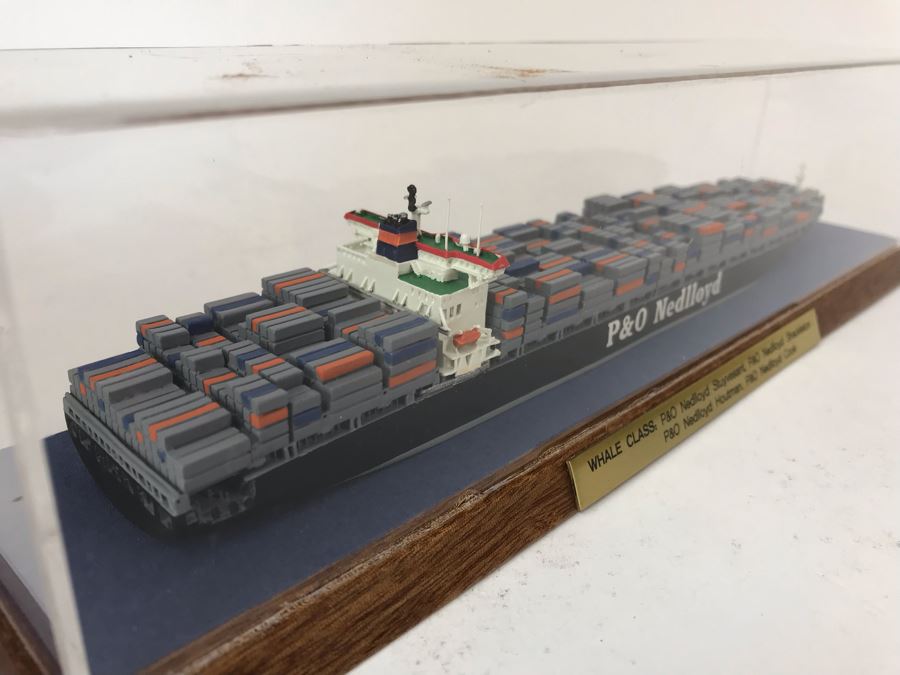 Metal Freight Container Ship Model Schiffsmodelle By Marian Jahnke Germany With Lucite Cover P&O Nedlloyd Whale Class 11'W X 3'D X 3'H [Photo 7]