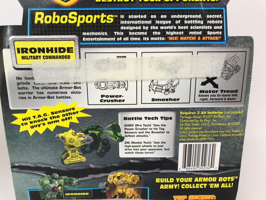New In Packaging 2001 Armor Bots Fighting Machines Motorized Remote Control Ironhide Re:Play! [Photo 11]
