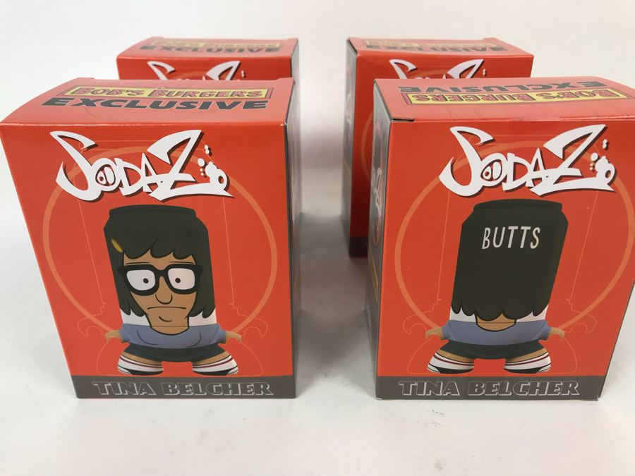 (4) New In Box 2016 Tina Belcher Bob's Burgers Exclusive SodaZ Figures By ByGeorge! Art By Francisco Herrera