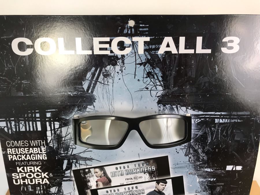 New 2013 Star Trek Into The Darkness Cardboard Movie Display For Displaying 3D Glasses And Box Of New Kirk, Spock & Uhura 3D Eyewear Glasses Approximately 120 Glasses [Photo 4]