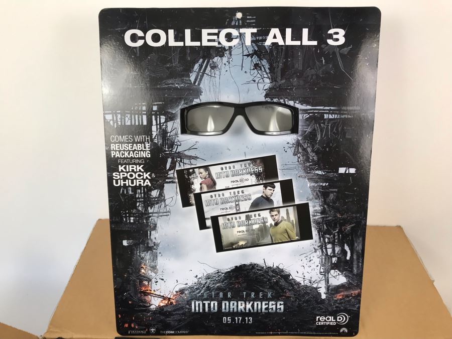 New 2013 Star Trek Into The Darkness Cardboard Movie Display For Displaying 3D Glasses And Box Of New Kirk, Spock & Uhura 3D Eyewear Glasses Approximately 120 Glasses [Photo 3]