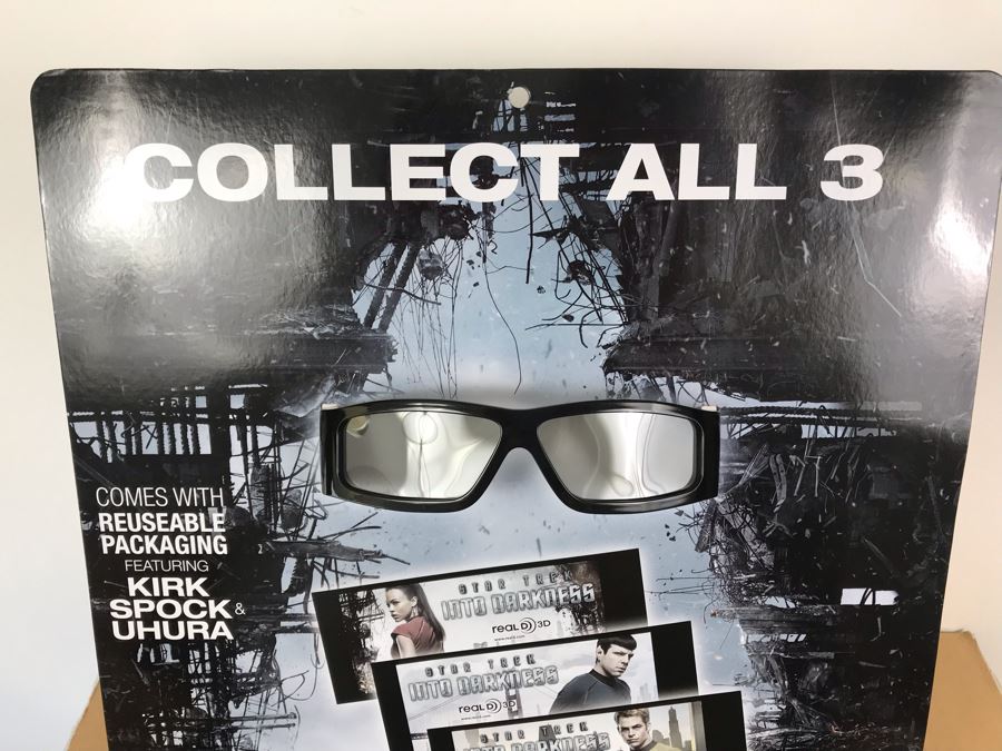 New 2013 Star Trek Into The Darkness Cardboard Movie Display For Displaying 3D Glasses And Box Of New Kirk, Spock & Uhura 3D Eyewear Glasses Approximately 120 Glasses [Photo 4]