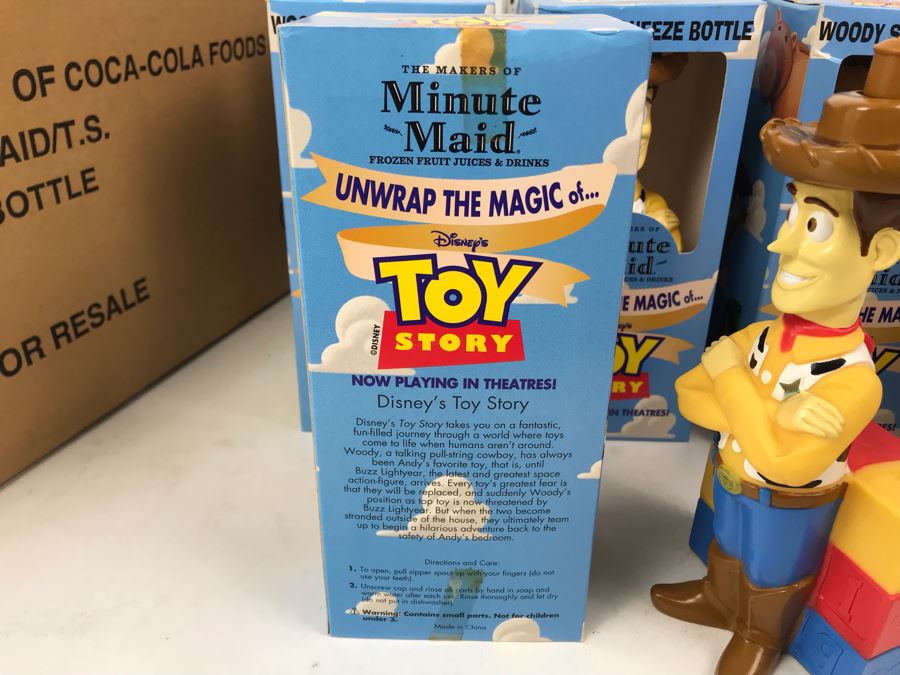 Rare New 1995 Disney's Original Toy Story One Minute Maid Woody Squeeze Bottles In Boxes - 14 Bottles [Photo 17]