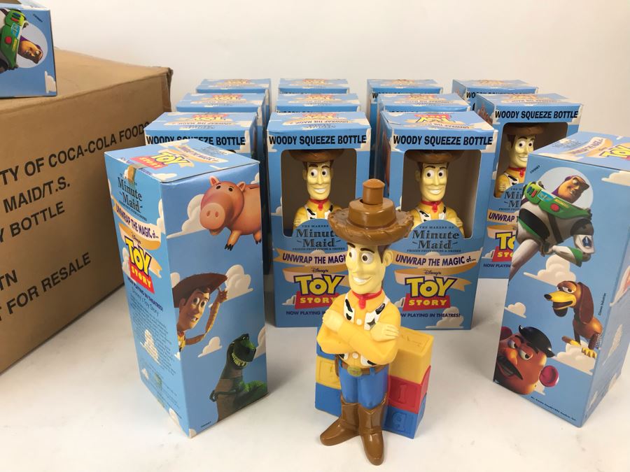Rare New 1995 Disney's Original Toy Story One Minute Maid Woody Squeeze Bottles In Boxes - 14 Bottles [Photo 4]