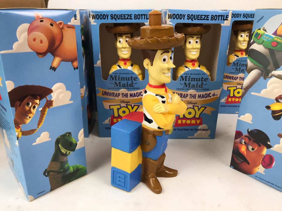 Rare New 1995 Disney's Original Toy Story One Minute Maid Woody Squeeze Bottles In Boxes - 14 Bottles [Photo 7]