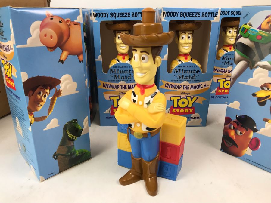 Rare New 1995 Disney's Original Toy Story One Minute Maid Woody Squeeze Bottles In Boxes - 14 Bottles [Photo 5]