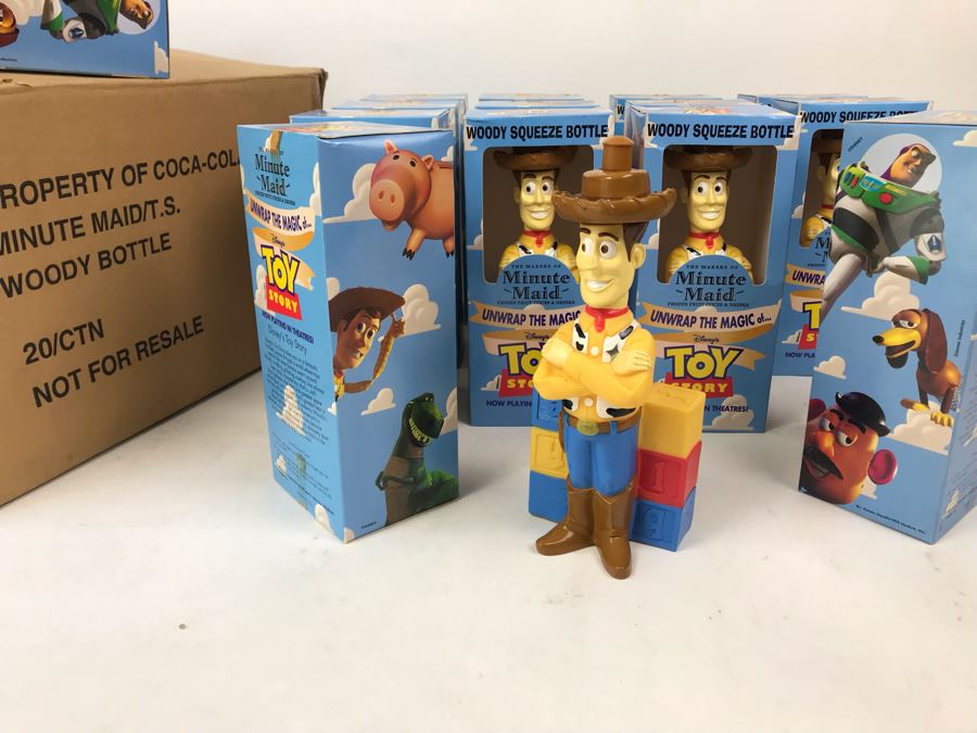 Rare New 1995 Disney's Original Toy Story One Minute Maid Woody Squeeze Bottles In Boxes - 14 Bottles [Photo 2]