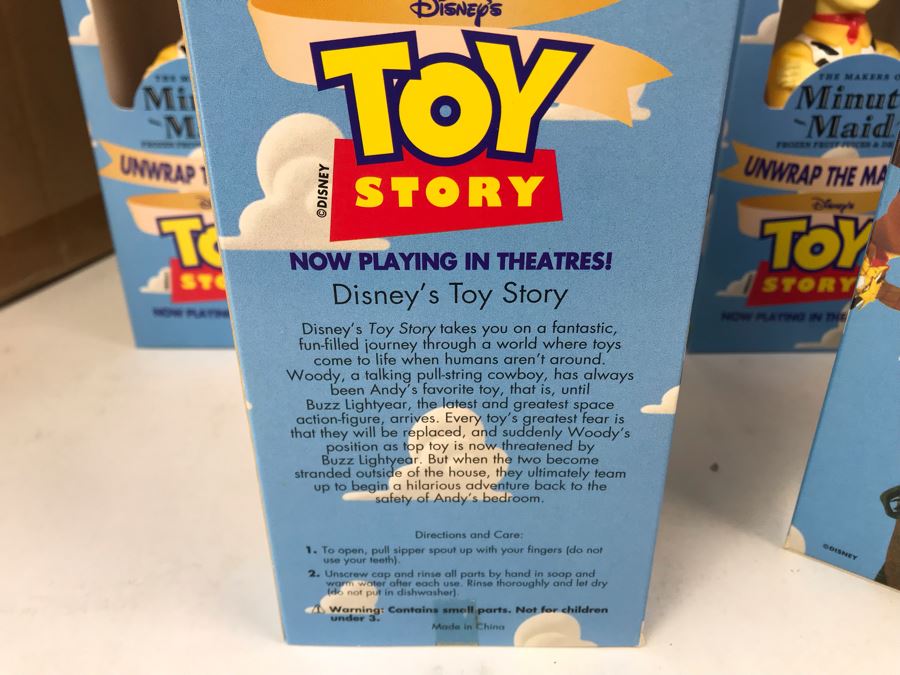 Rare New 1995 Disney's Original Toy Story One Minute Maid Woody Squeeze Bottles In Boxes - 19 Bottles [Photo 16]
