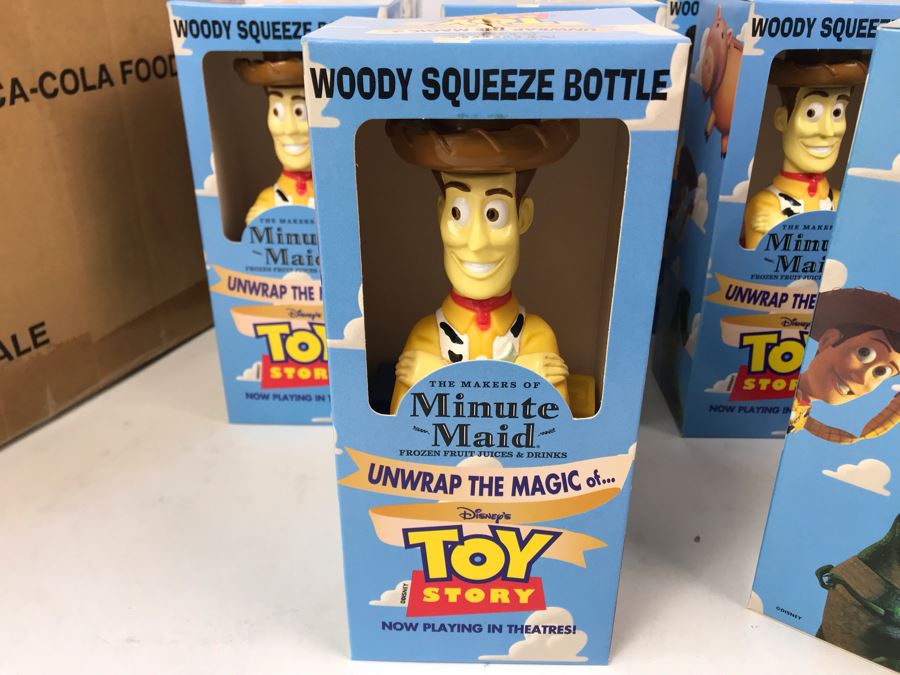 Rare New 1995 Disney's Original Toy Story One Minute Maid Woody Squeeze Bottles In Boxes - 19 Bottles [Photo 13]