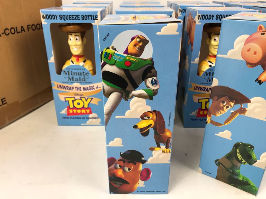 Rare New 1995 Disney's Original Toy Story One Minute Maid Woody Squeeze Bottles In Boxes - 19 Bottles [Photo 14]