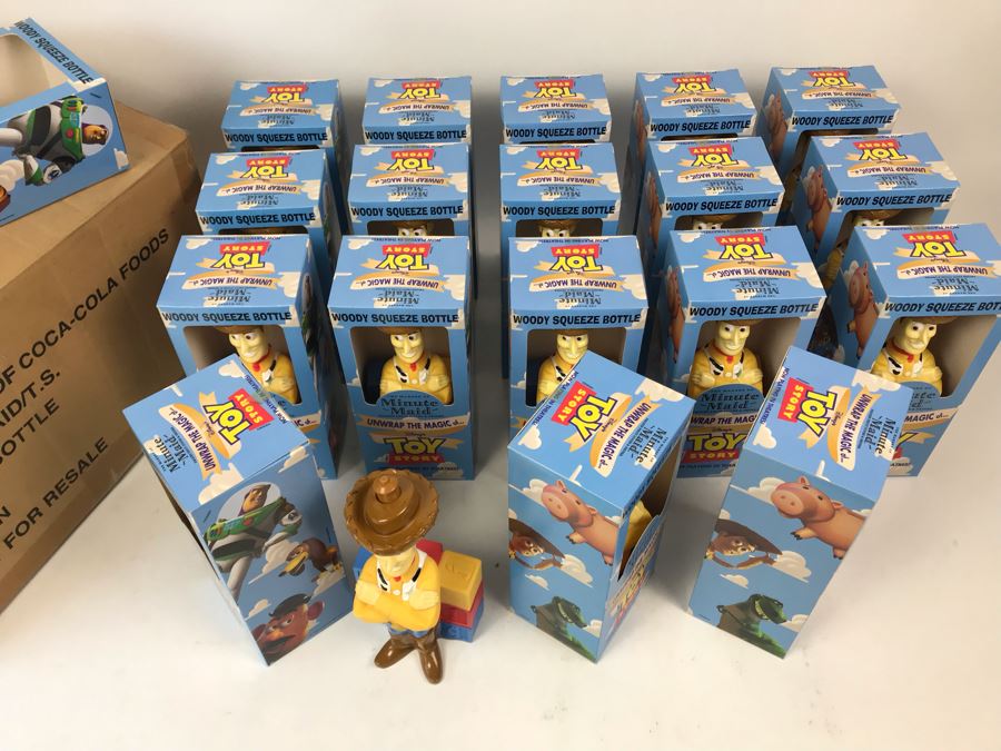 Rare New 1995 Disney's Original Toy Story One Minute Maid Woody Squeeze Bottles In Boxes - 19 Bottles [Photo 6]
