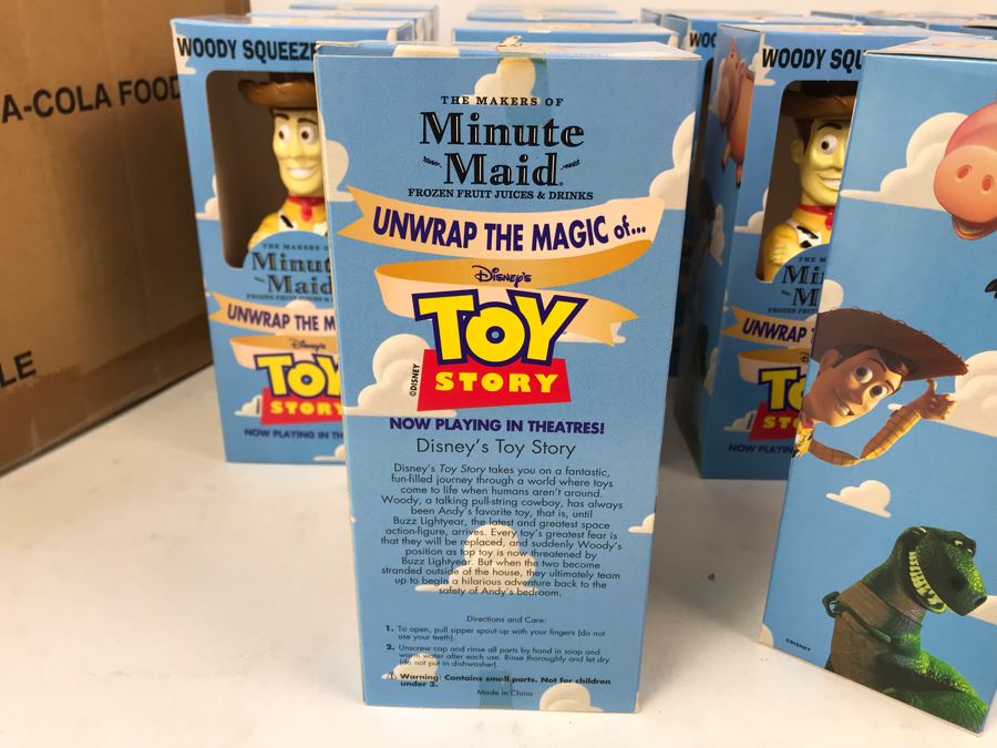 Rare New 1995 Disney's Original Toy Story One Minute Maid Woody Squeeze Bottles In Boxes - 19 Bottles [Photo 15]