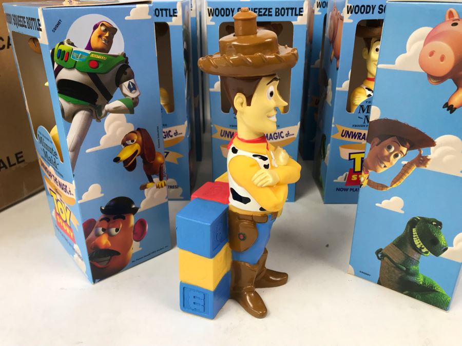 Rare New 1995 Disney's Original Toy Story One Minute Maid Woody Squeeze Bottles In Boxes - 19 Bottles [Photo 9]