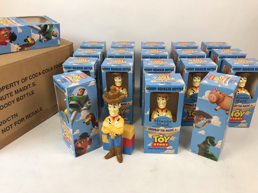 Rare New 1995 Disney's Original Toy Story One Minute Maid Woody Squeeze Bottles In Boxes - 19 Bottles [Photo 2]