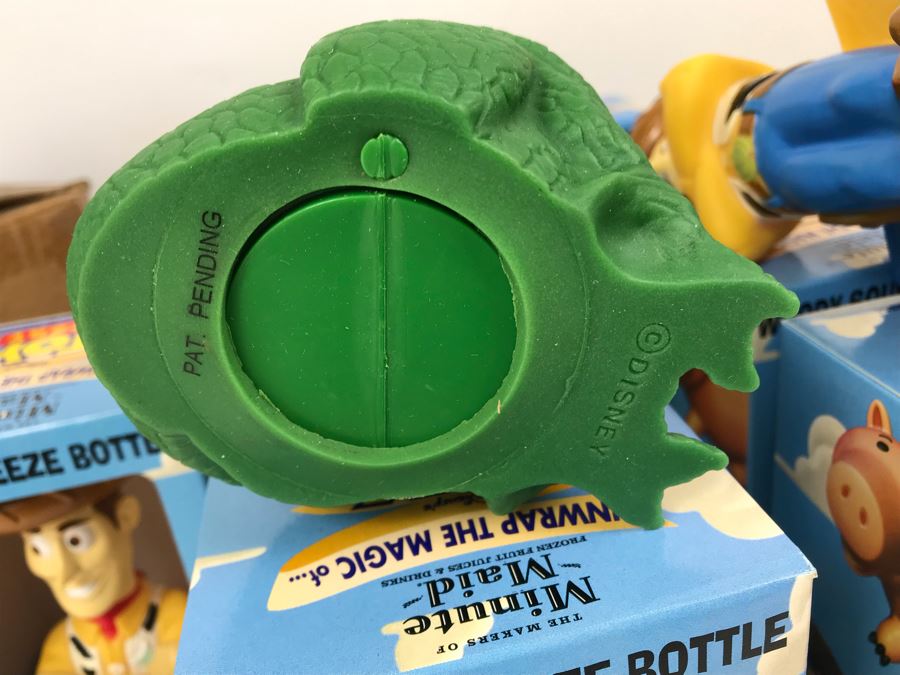 Rare New 1995 Disney's Original Toy Story One Minute Maid Woody And Rex Squeeze Bottles In Boxes - 13 Woody Bottles And 2 Rex Bottles [Photo 14]