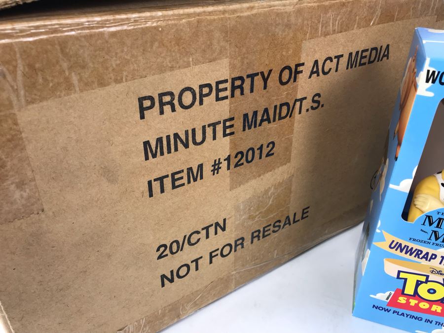 Rare New 1995 Disney's Original Toy Story One Minute Maid Woody And Rex Squeeze Bottles In Boxes - 13 Woody Bottles And 2 Rex Bottles [Photo 17]