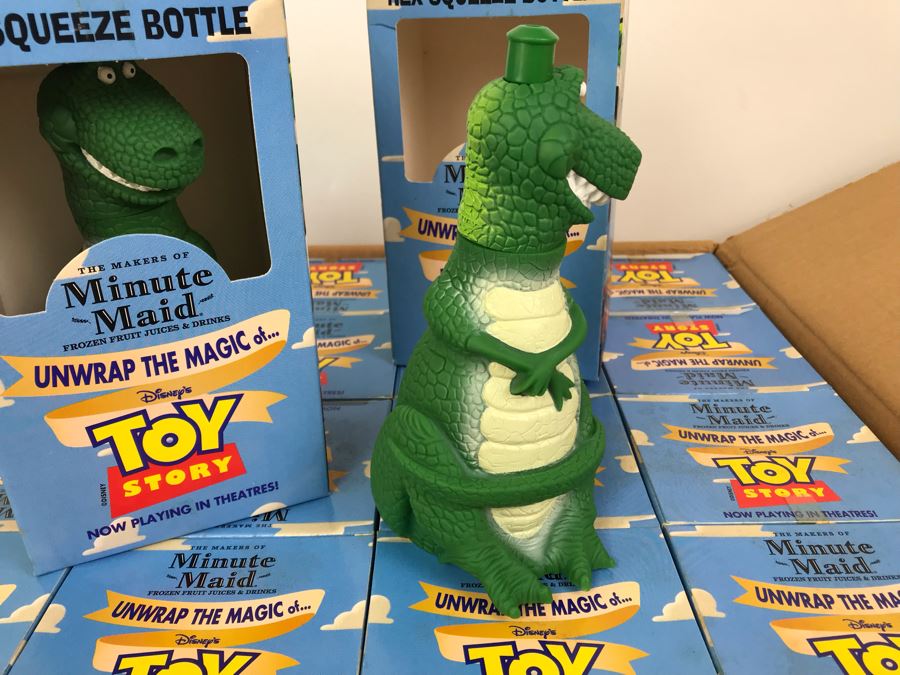 Rare New 1995 Disney's Original Toy Story One Minute Maid Rex Squeeze Bottles In Boxes - 20 Rex Bottles [Photo 7]