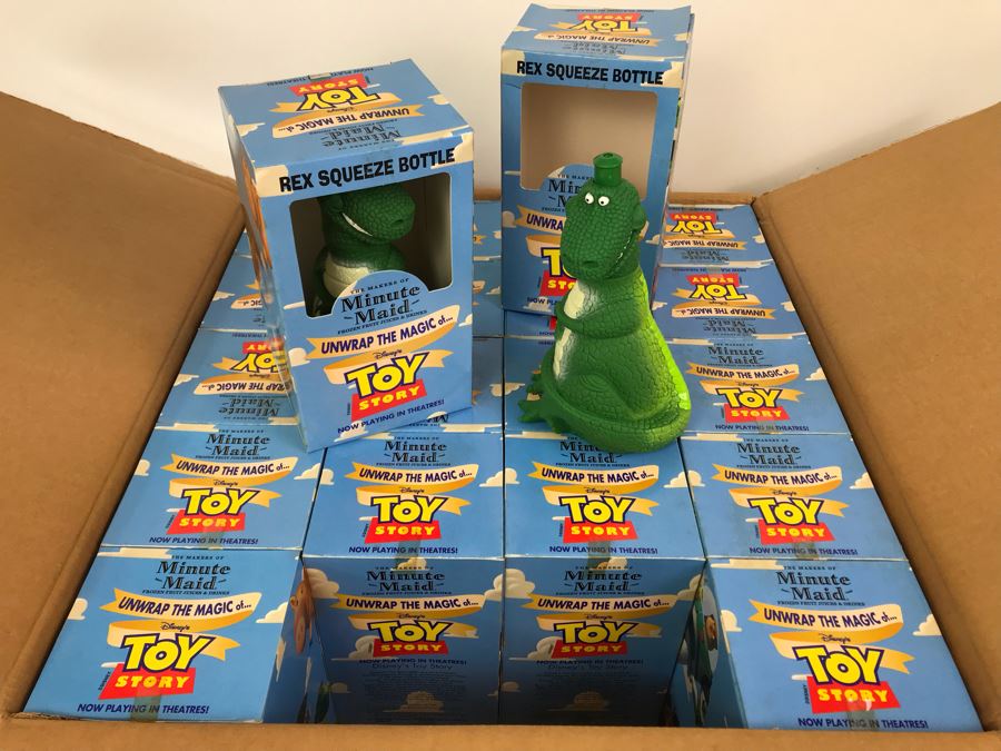 Rare New 1995 Disney's Original Toy Story One Minute Maid Rex Squeeze Bottles In Boxes - 20 Rex Bottles [Photo 2]