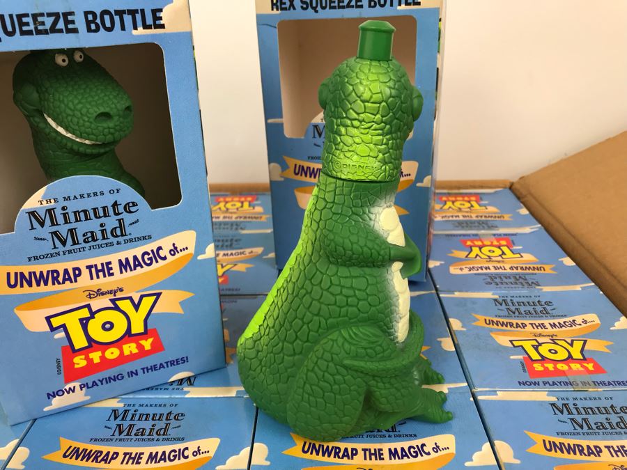 Rare New 1995 Disney's Original Toy Story One Minute Maid Rex Squeeze Bottles In Boxes - 20 Rex Bottles [Photo 5]